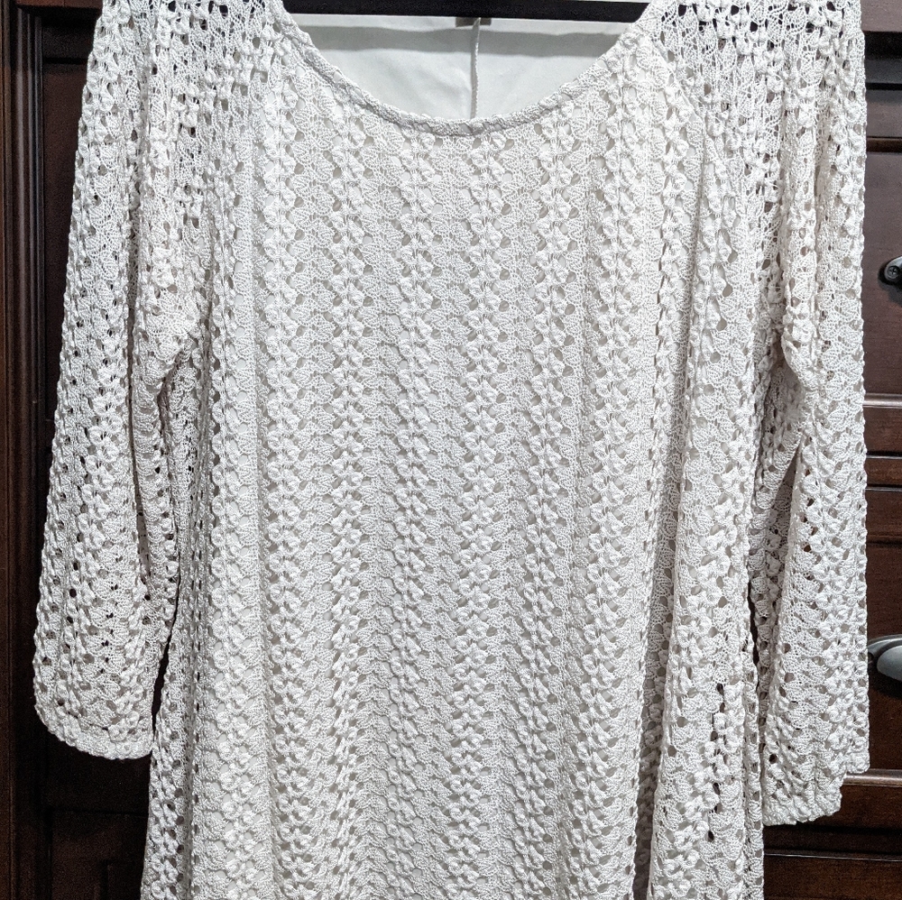 Covington Women's Long Sleeve Cream Colored Top. Size 1X - Picture 1 of 5